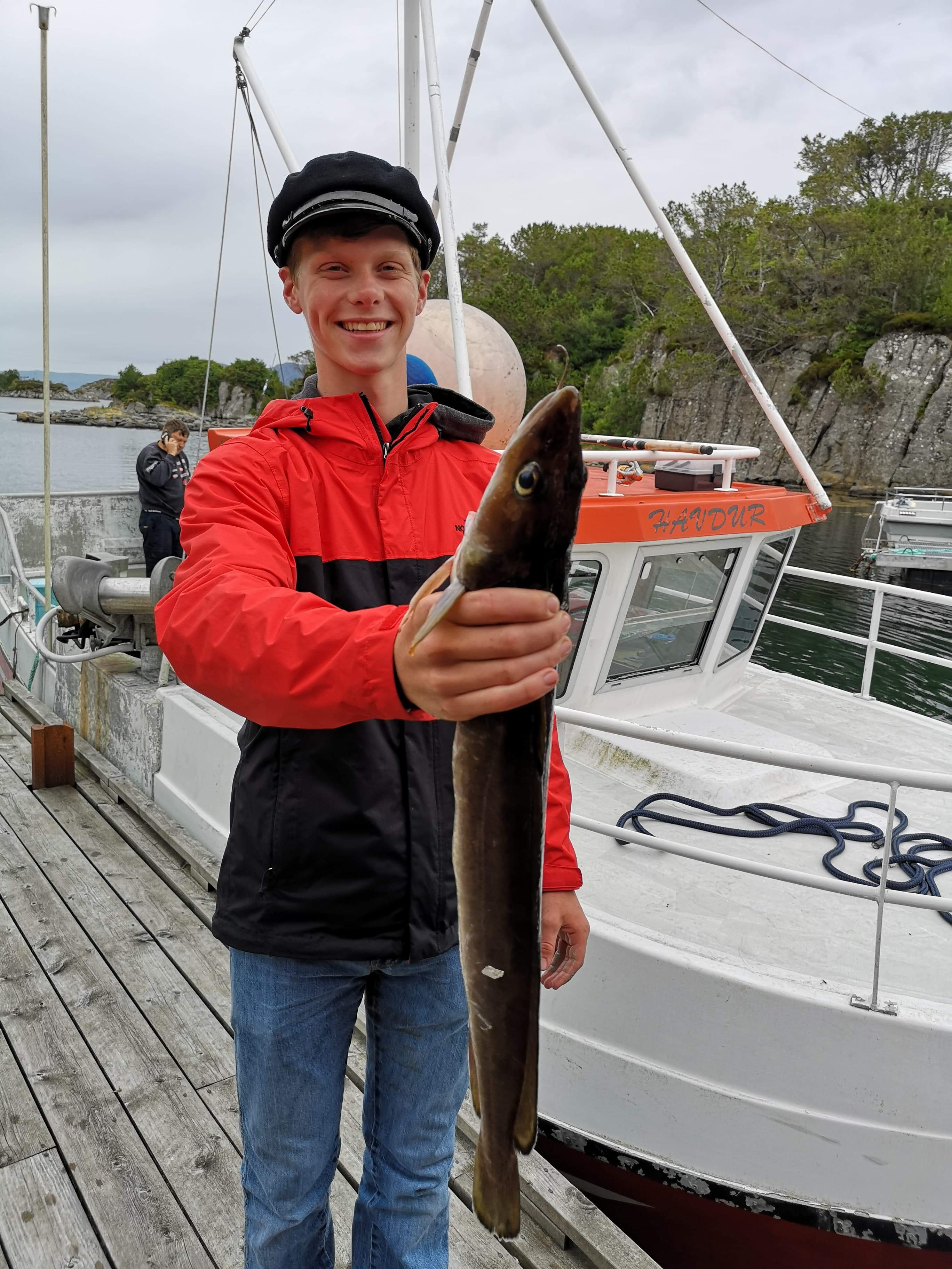 Tanner Koch of Chase County Kansas catching a fish on the west coast of Norway